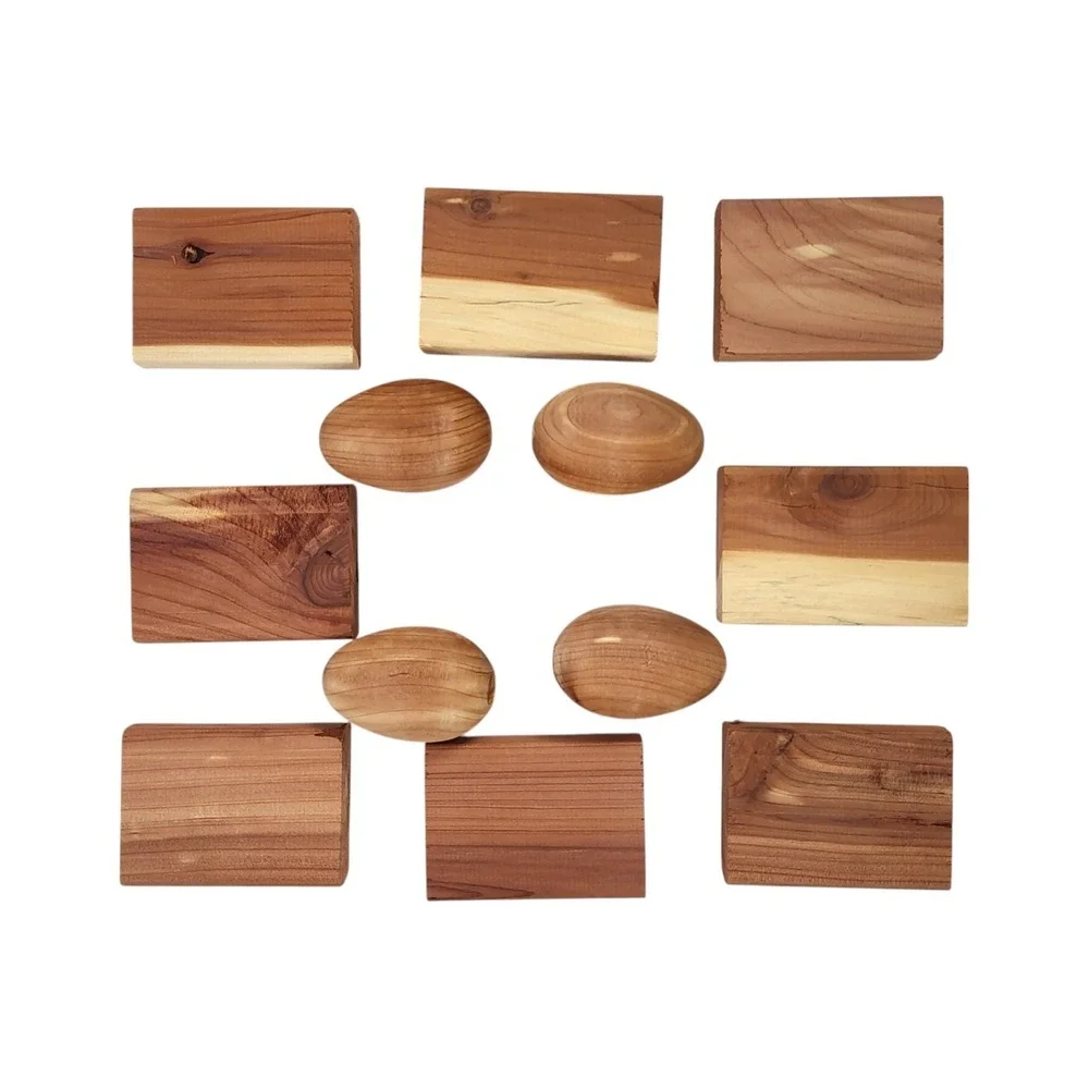 Cedar Vermillion Aromatic Cedar Blocks and Eggs, for Clothes Storage & Crafting